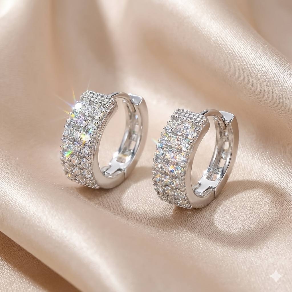 Luxurious Synthetic Zirconia Earrings with Graceful Lines